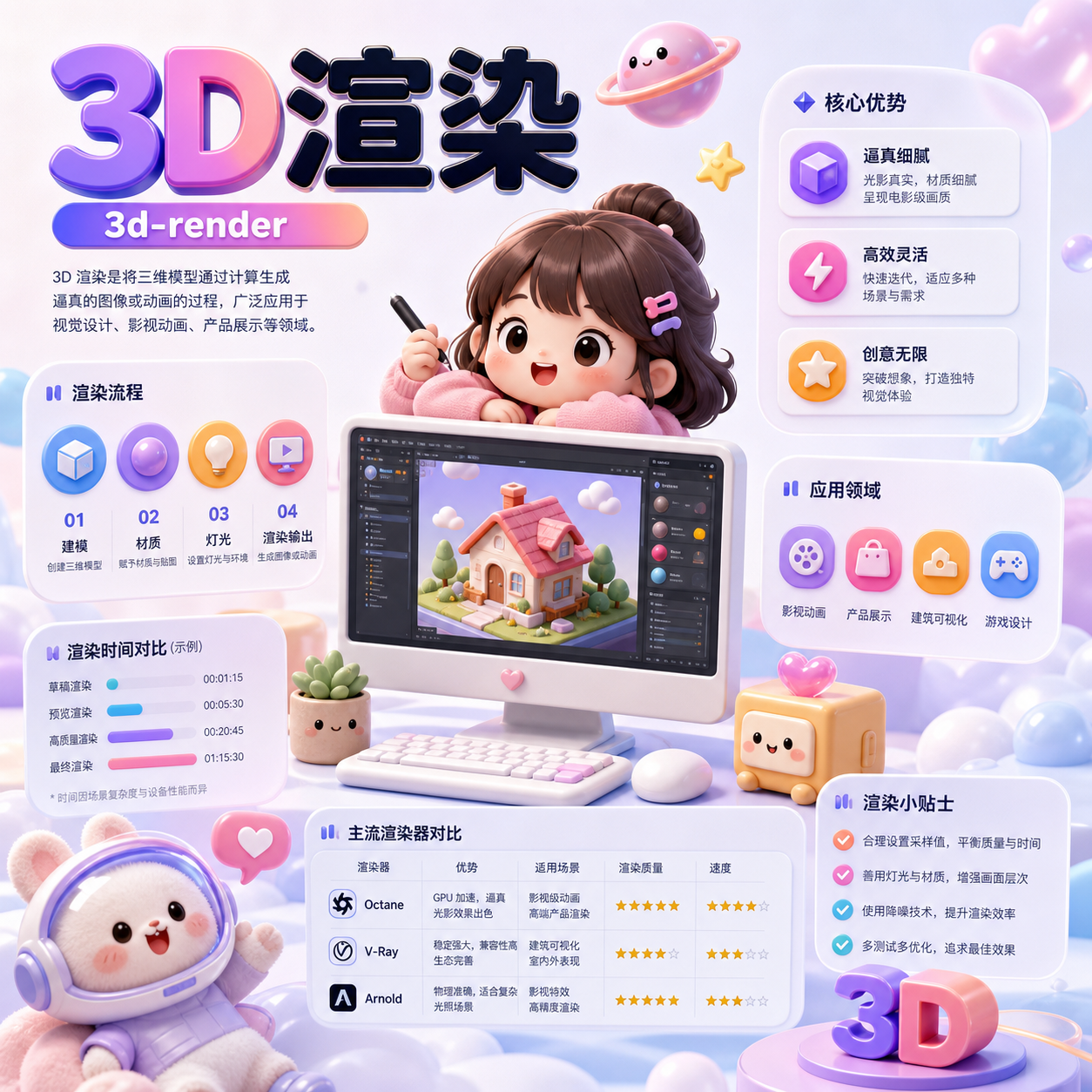 3D 渲染风格 - AI 生成封面示例